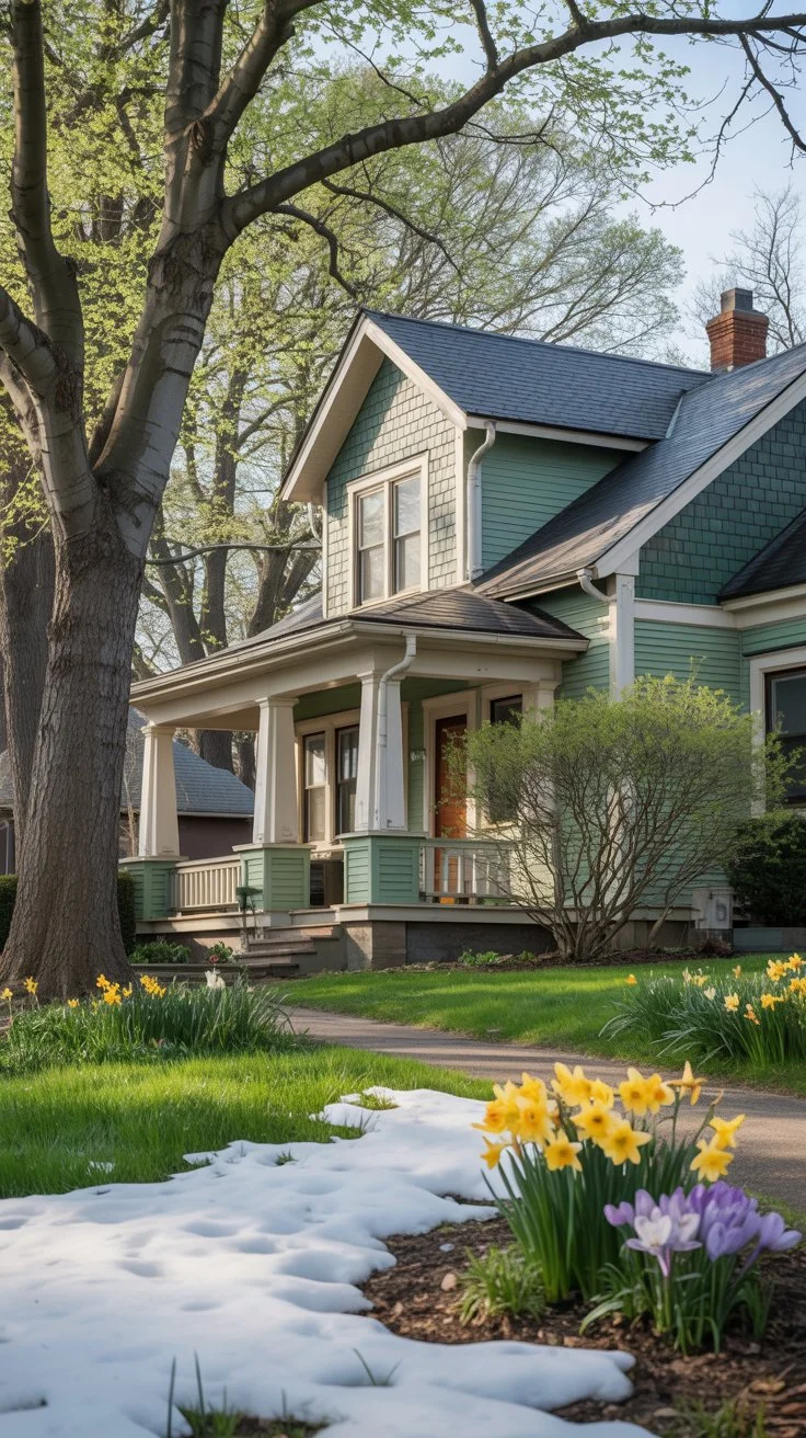 Spring garden in front of a Minnesota home